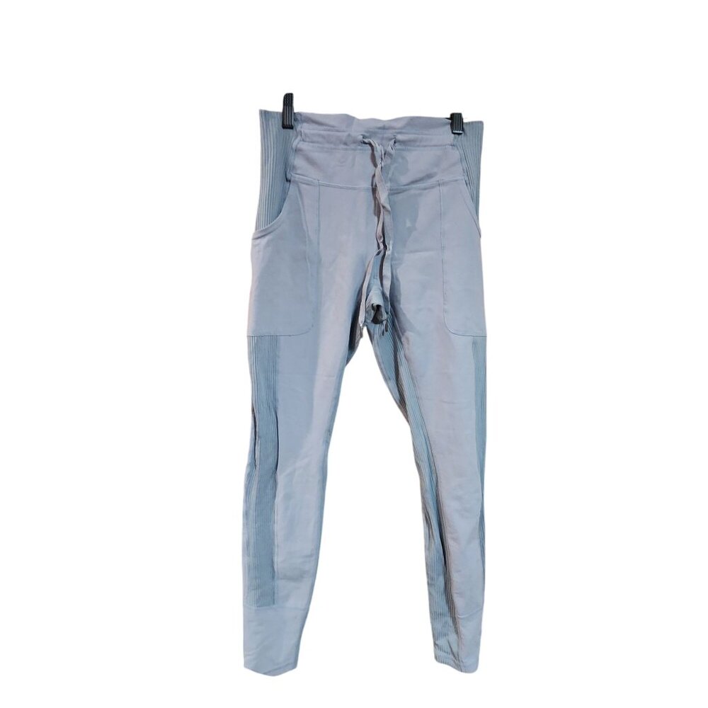 Glyder Womens Light Blue Drawstring High-Waist Activewear Pants Nylon Spandex Me